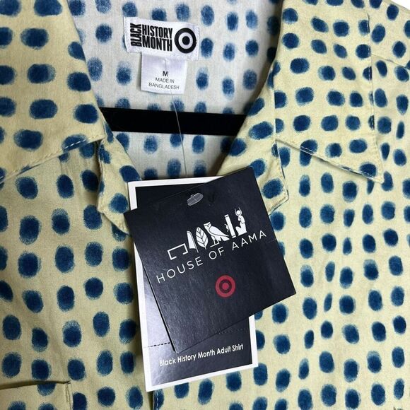 NWT House of Aama Adult Green Polka Dot Shirt Medium - Picture 7 of 9